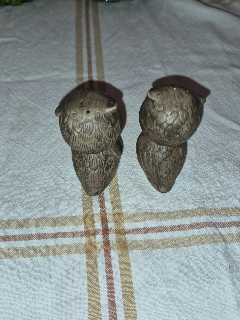 Pair of Salt And Pepper Owl Figurines in Brown and Cream